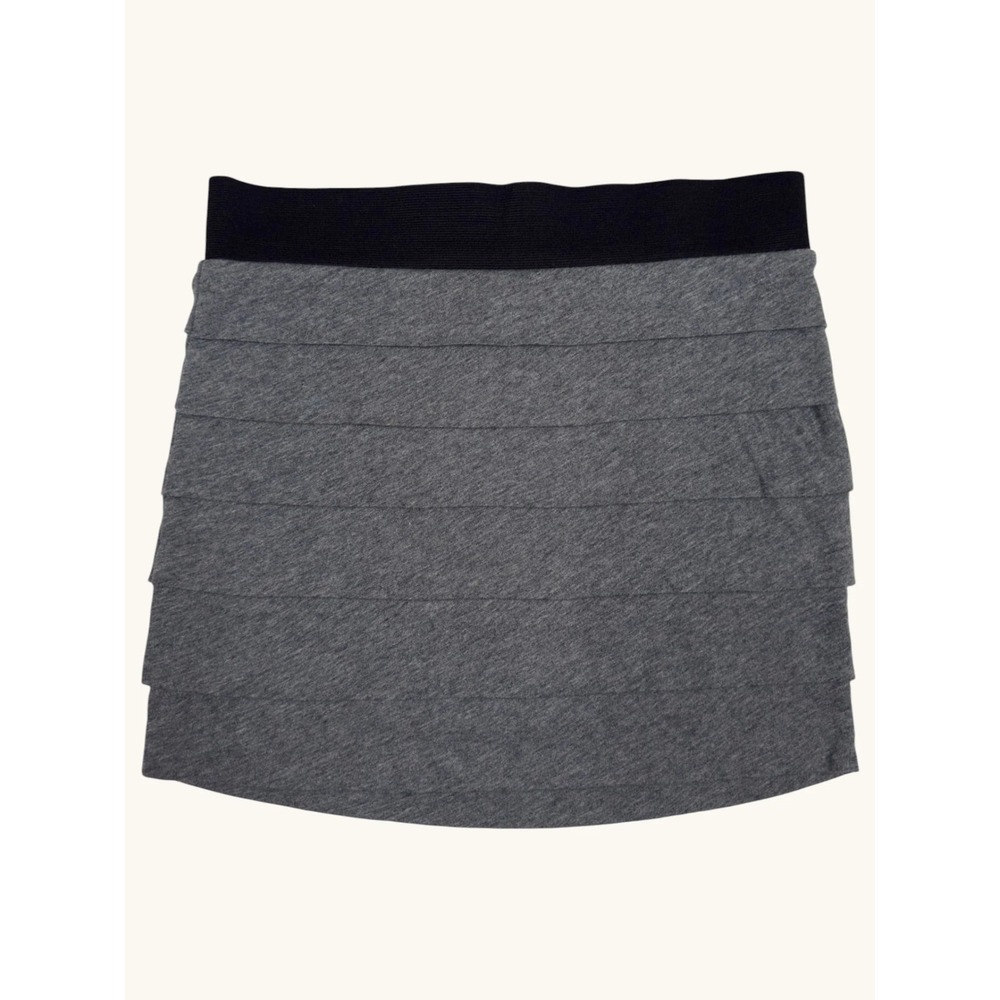 Express Womens XS Heather Gray Tiered Ruffle Mini Skirt Back Zip Elastic Waist